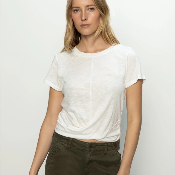 Sanctuary Tops - SANCTUARY HIGHSTREET CROP TEE WHITE SZ SMALL Short Sleeve Wrapped Front